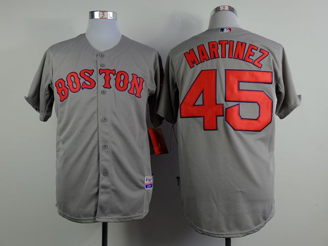 Men Boston Red Sox #45 Martinez Grey MLB Jerseys->boston red sox->MLB Jersey